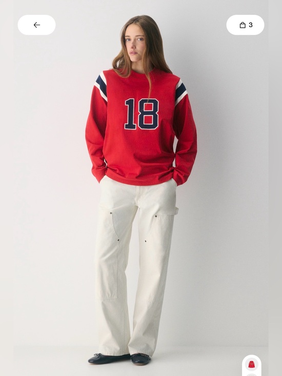 Aritzia Sweaters - Aritzia Red Crewneck Sweatshirt with Navy White Number 18